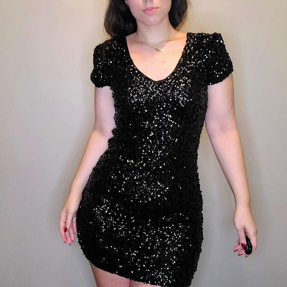 Back Sequin Mini Dress (Never Worn)